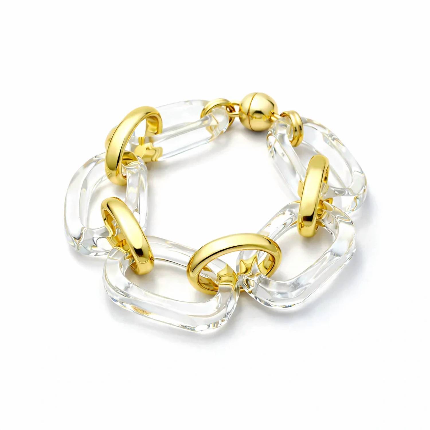 New Gold  Honey Womens Rectangle Lucite Bracelet In Clear